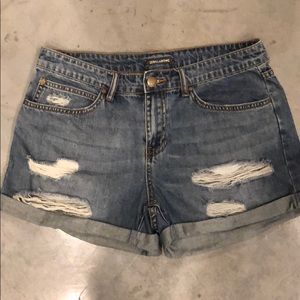 Light Wash Jean Shorts, distressed